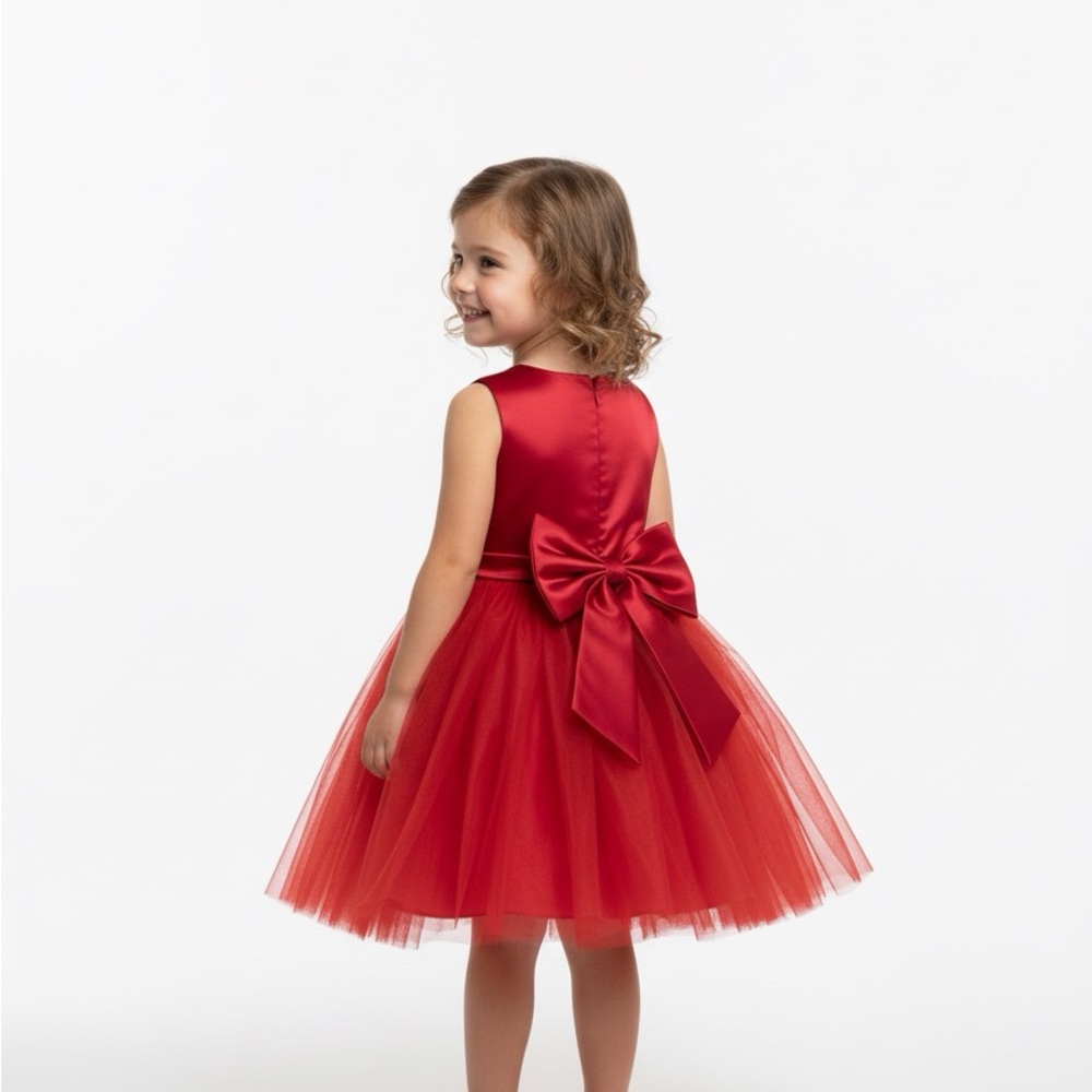 Crimson Red Tulle Dress with Bow size 2T/3T